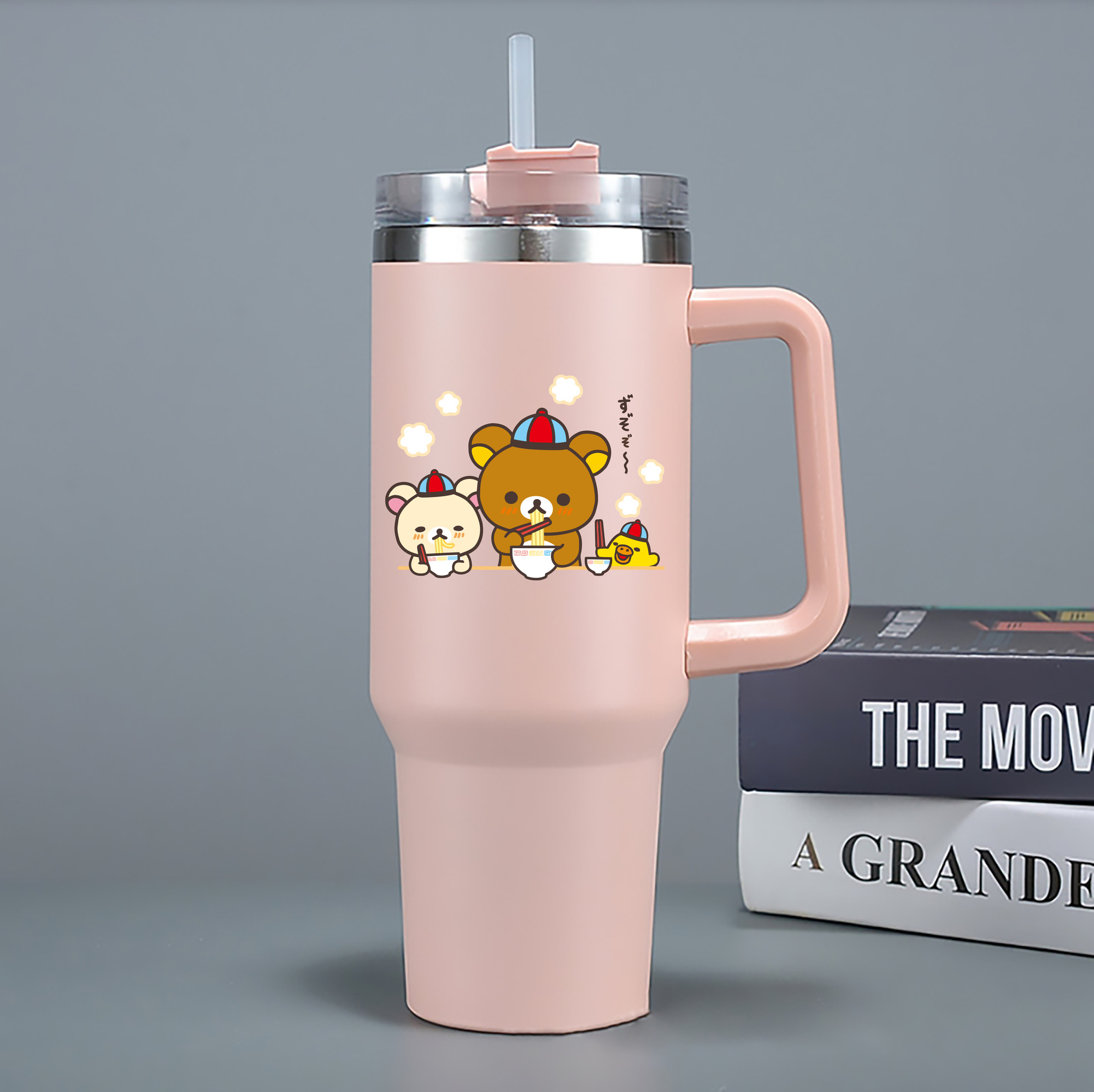 （画像用） リラックマ リラックマ キイロイトリ Rilakkuma Korilakkuma Kiiroitori 1200mL車用タンブラー - クリスタルステッカー（プラスチックストロー付き）